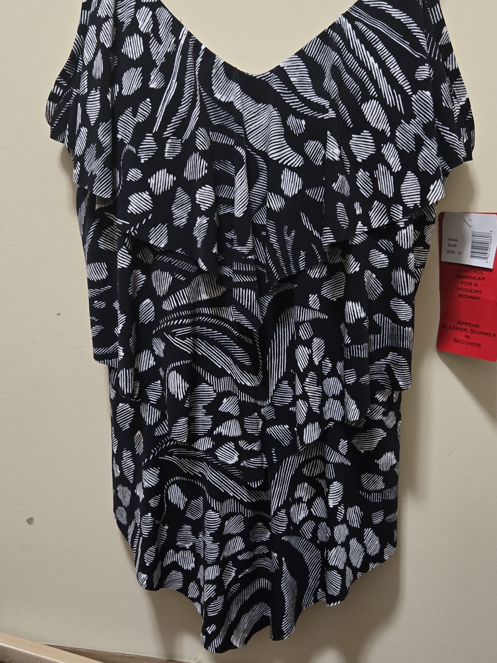 Magicsuit Black & White Ruffle One-Piece Swimdress